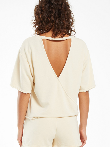 CALLA OPEN BACK WASHED TERRY PULLOVER, Linen by Z Supply - touchofsouth