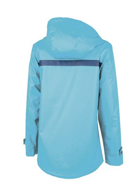 Charles River. WOMEN'S NEW ENGLANDER® RAIN JACKET WITH PRINT LINING. Sky Blue/Stripe. - touchofsouth