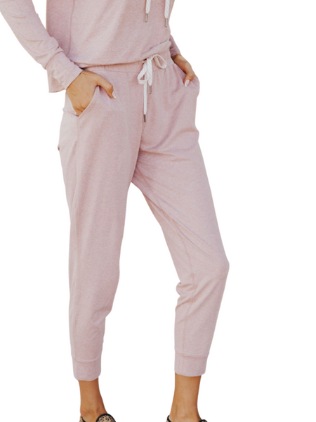 JUNIE JOGGER with Pockets, Rose Melange, Oat Milk Melange by Thread & Supply - touchofsouth
