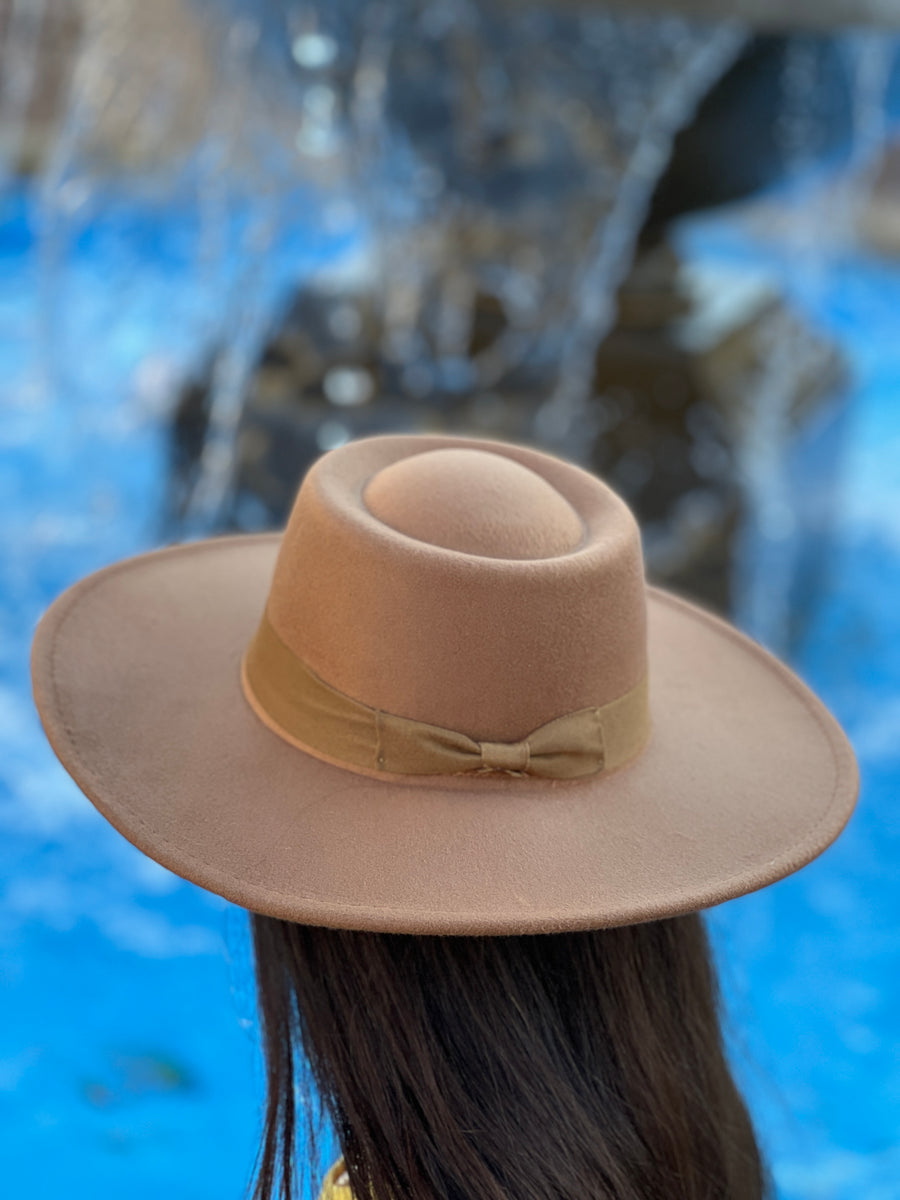 Gorgeous Fedora tan Camel felt hat WITH RED under brim TRIM Tan Fedora Hat Wide Brim For Men main image 2