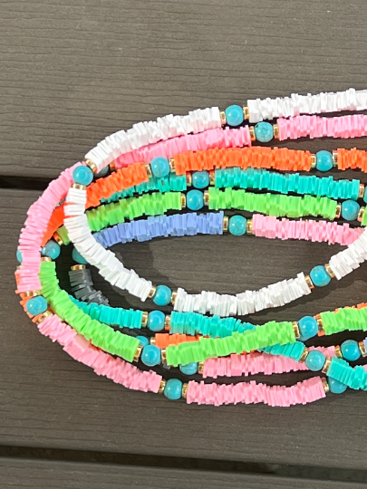 NEW! Rubber Square Beads Beach Necklace, Beach Necklace. - touchofsouth
