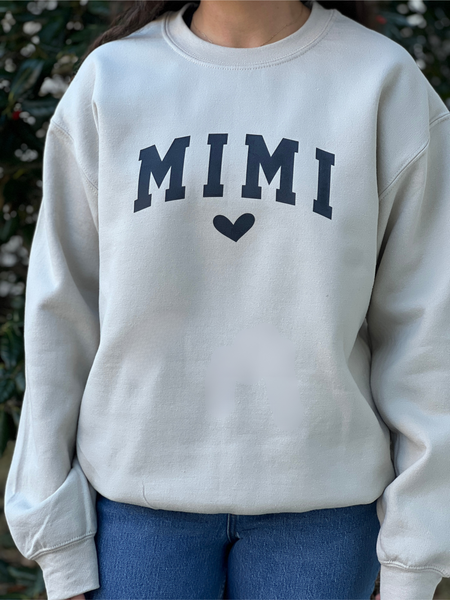 NEW! MIMI. Print in Black on Crew Neck Sweatshirt by Touch of South. - touchofsouth