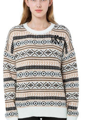 Aztec Trendy Sweater, Wool. Custom Monogram. - touchofsouth