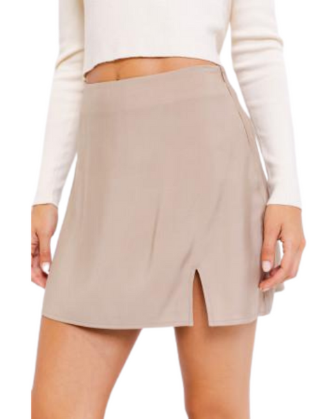 TENCEL BIAS MINI SKIRT WITH SLIT by LE LIS - touchofsouth
