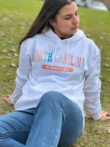 South Carolina.. Print on White Hoodie by Touch of South - touchofsouth