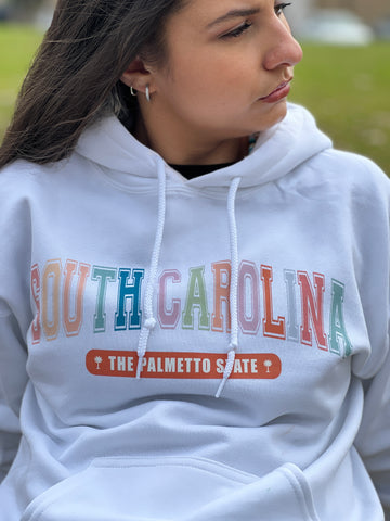 South Carolina.. Print on White Hoodie by Touch of South - touchofsouth