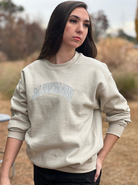 MAWMAW.. Embroidered in Dusty Blue Crew Neck. Sweatshirt for Grandmothers. Best Christmas Gift. - touchofsouth