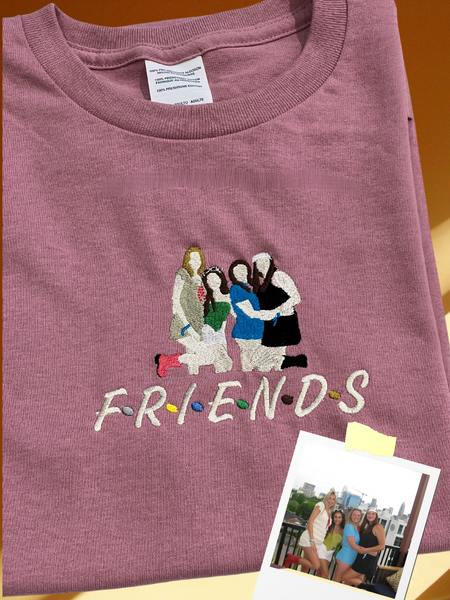 FRIENDS. Photo-to-Embroidery. Embroider photo. Gift for Friends.