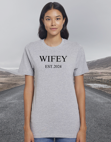 WIFEY..EST. ...   Custom Vinyl Print. Gift for Wife.