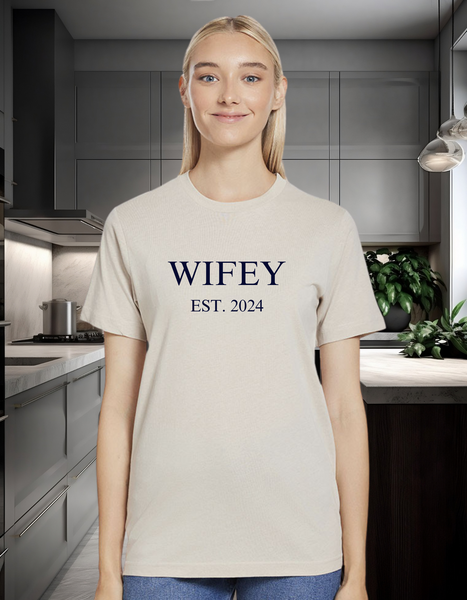 WIFEY..EST. ...   Custom Vinyl Print. Gift for Wife.