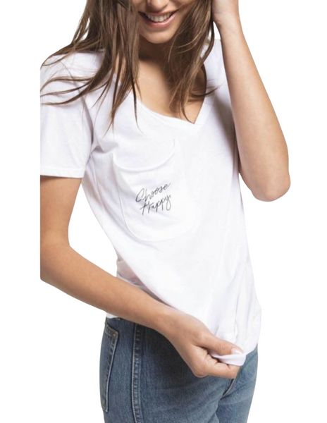 THE CHOOSE HAPPY POCKET TEE. White, by Z Supply