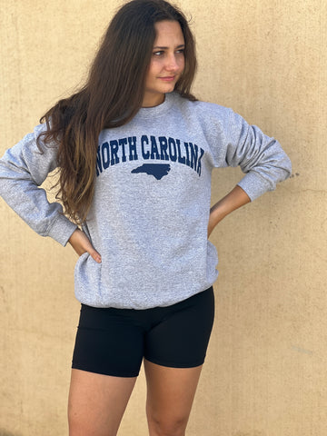 NEW! North Carolina. Sweatshirt, Gray. Crew Neck Sweatshirt by Touch of South. - touchofsouth