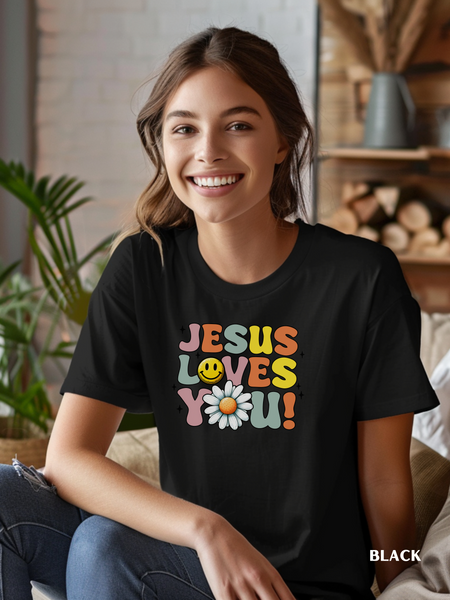 Jesus Loves You! Comfort Colors T-Shirt. DTF Print. Gift for Love ones.