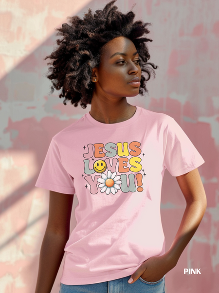 Jesus Loves You! Comfort Colors T-Shirt. DTF Print. Gift for Love ones.