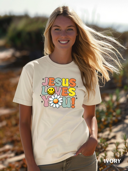 Jesus Loves You! Comfort Colors T-Shirt. DTF Print. Gift for Love ones.