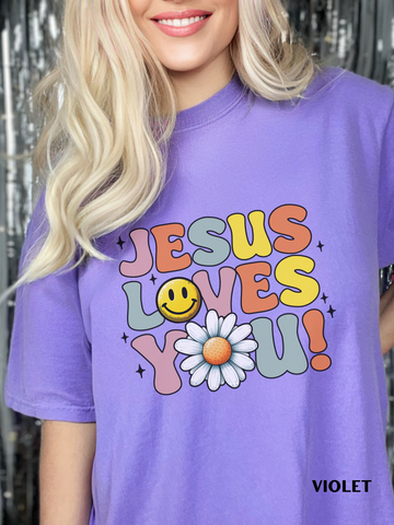 Jesus Loves You! Comfort Colors T-Shirt. DTF Print. Gift for Love ones.