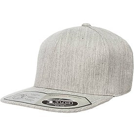 FLEXFIT Wool Blend Flat Bill Snap Back Cap, Blank, Heather Grey. - touchofsouth