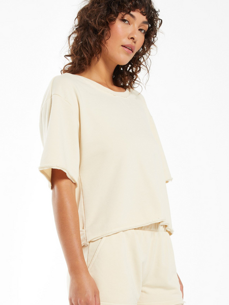 CALLA OPEN BACK WASHED TERRY PULLOVER, Linen by Z Supply - touchofsouth