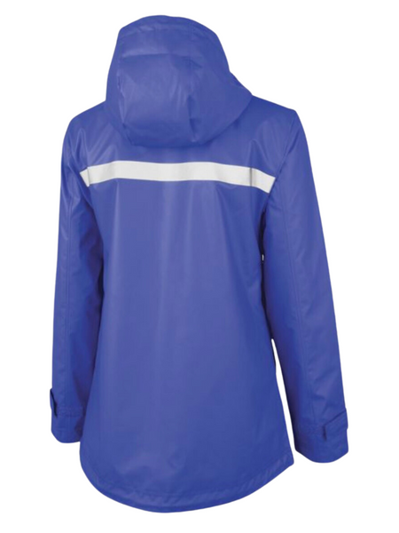 Charles River. WOMEN'S NEW ENGLANDER® RAIN JACKET WITH PRINT LINING. Royal Blue/Stripe. - touchofsouth