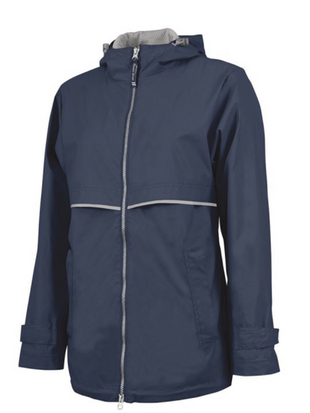 Charles River. WOMEN'S NEW ENGLANDER® RAIN JACKET. Navy/Reflective. - touchofsouth