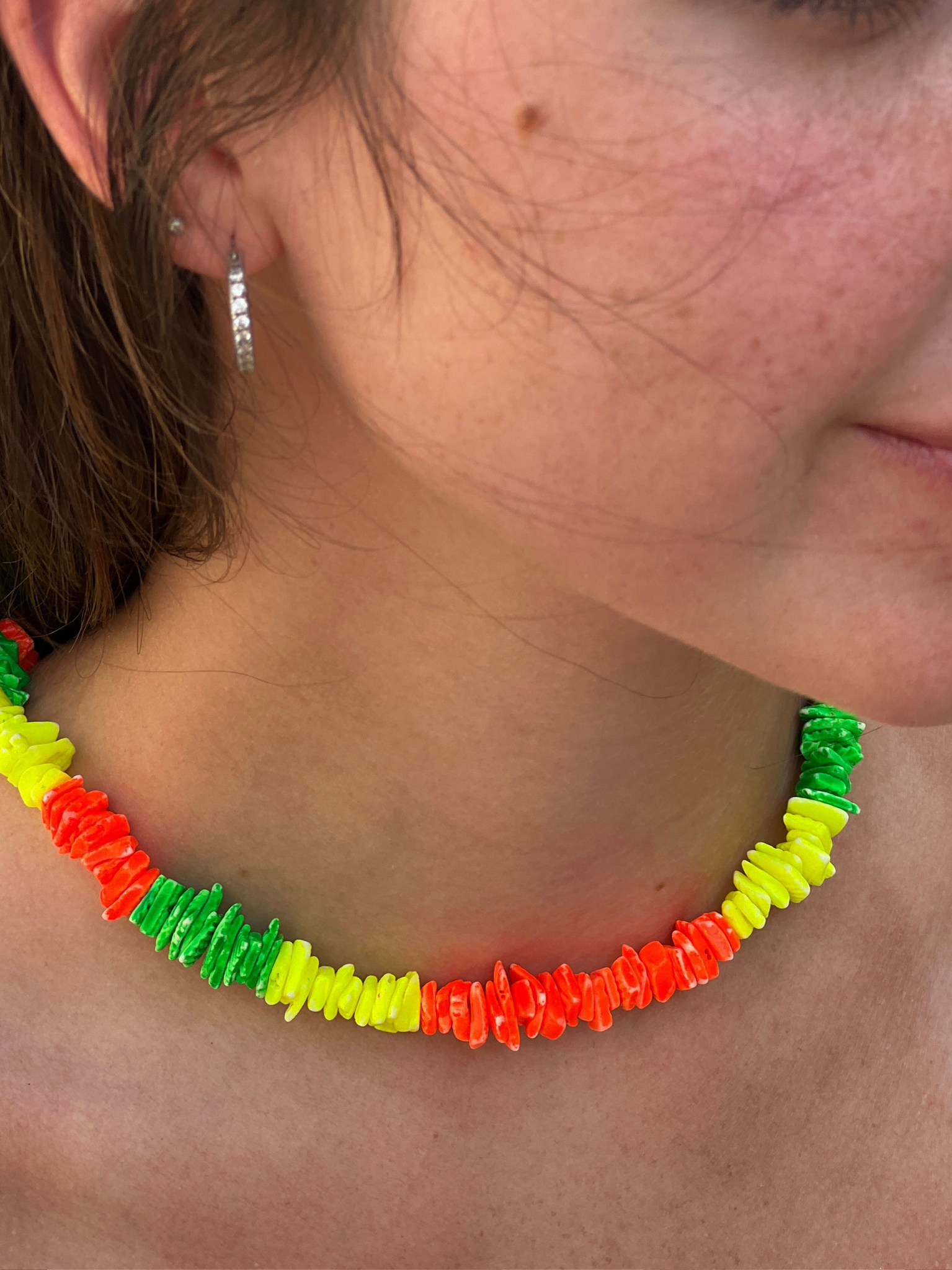Crushed Shell Beads, Beach Necklace, Neon Colors. - touchofsouth