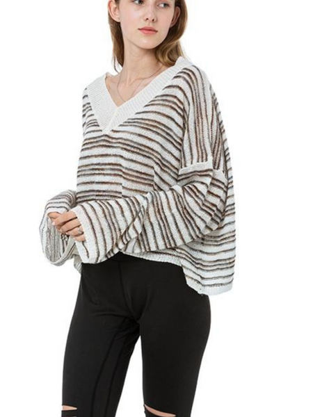 V-Neck Loose Fit Straps Sweater - touchofsouth