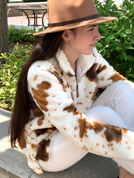 ADULT Sizes. Sherpa. Cow Print. With Pockets. - touchofsouth