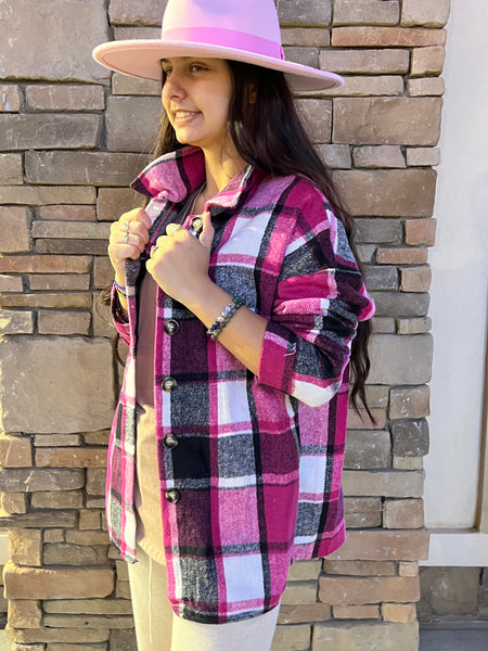 Plaid Flannel Oversize Shacket/Jacket in Four Colors by Touch of South - touchofsouth
