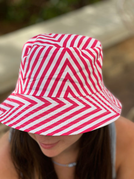 Stripe Print Bucket Hat - touchofsouth