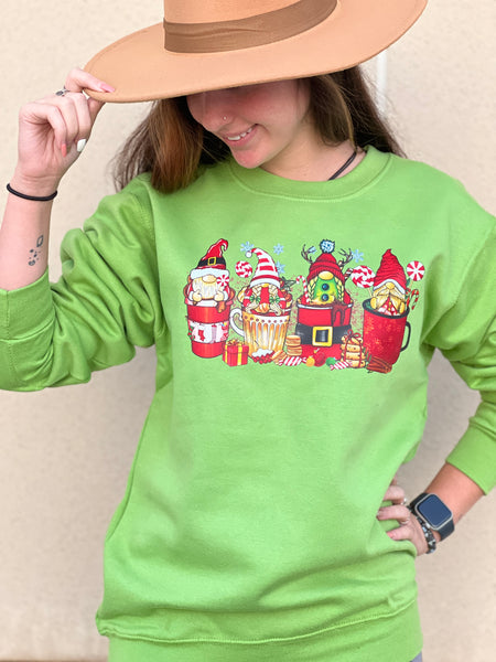 NEW. Christmas Green-Santa Crew Neck Sweatshirt by Touch of South. - touchofsouth
