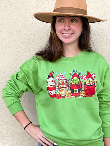 NEW. Christmas Green-Santa Crew Neck Sweatshirt by Touch of South. - touchofsouth