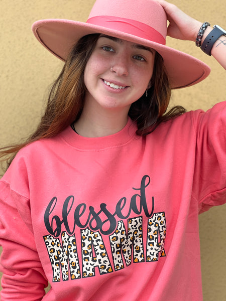 NEW!  Sweatshirt, Coral. Blessed MAMA. Crew Neck Sweatshirt by Touch of South. - touchofsouth