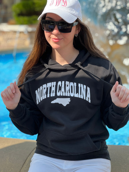 NORTH CAROLINA.. Hoodie, Black Color by Touch of South - touchofsouth