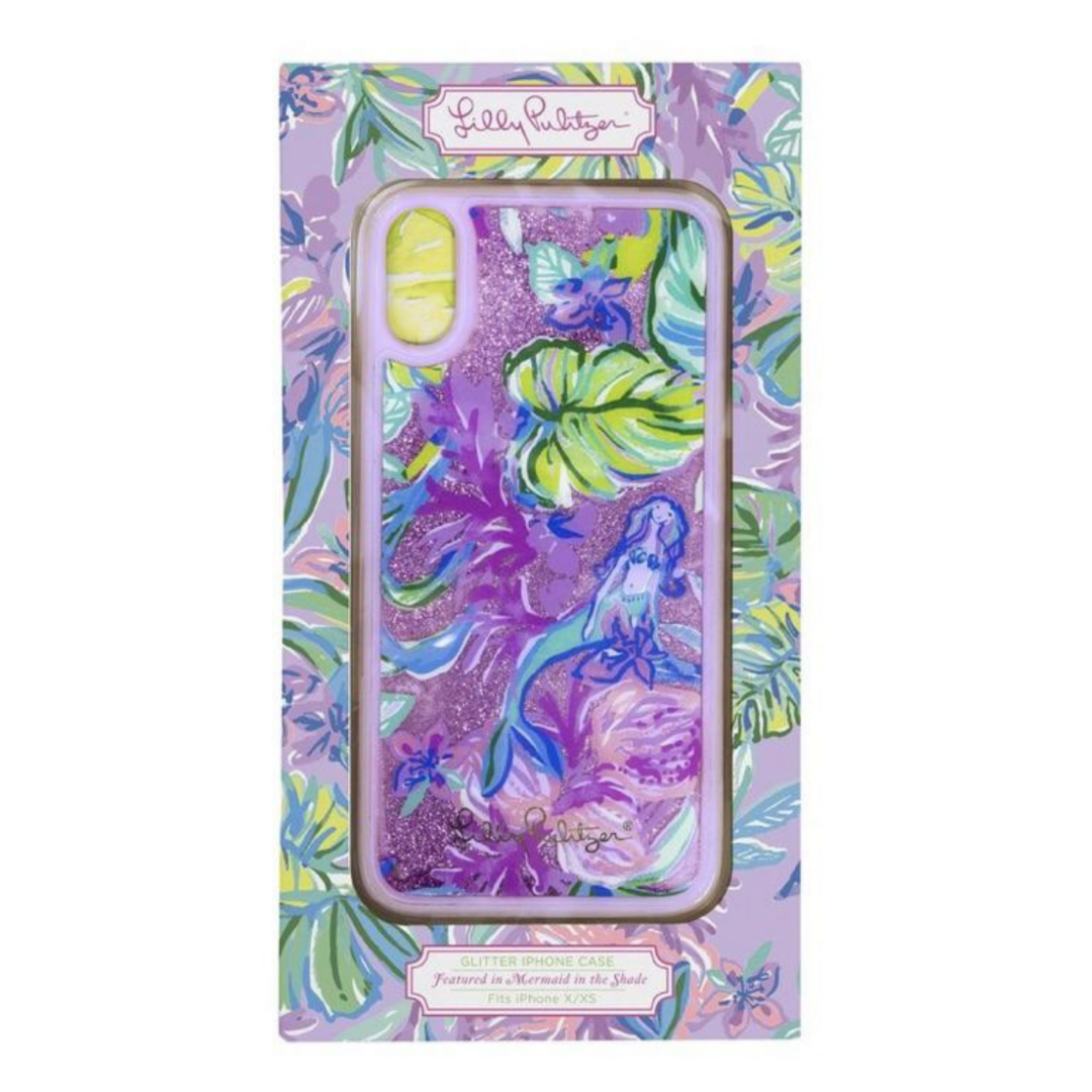 lilly pulitzer iphone glitter x/xs case, mermaid in the shade - touchofsouth