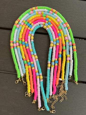 NEW! Beads Beach Necklace, Rubber & Metal Beads. - touchofsouth