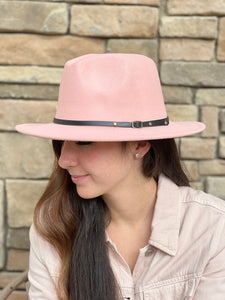 Thin Buckle. Fancy Hat.  Brushed Velvet-Trim Fedora. - touchofsouth