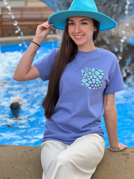 Pocket Tees. Periwinkle with Teal/Purple Pocket Short Sleeve. - touchofsouth