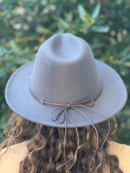 Dangle Buckle Fancy Fedora Velvet Trim Hat- Multiple Colors - touchofsouth