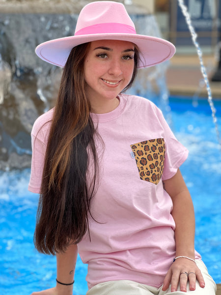 Pocket Tees. Pink with Leopard Pocket - touchofsouth