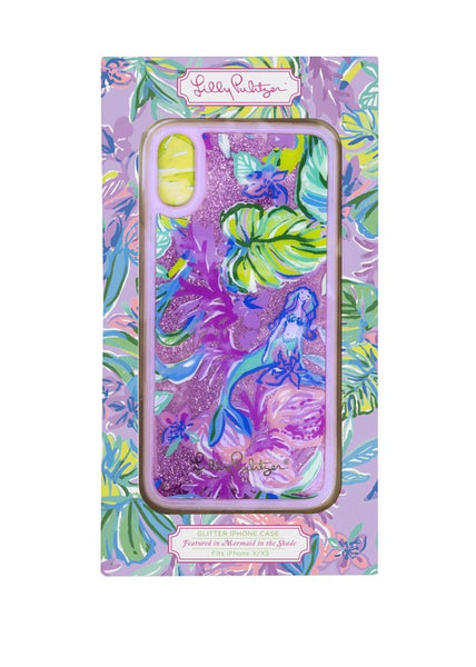 lilly pulitzer iphone glitter x/xs case, mermaid in the shade - touchofsouth