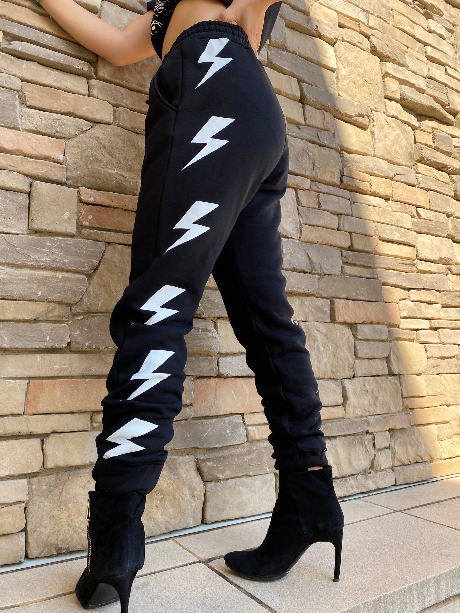 BOLT... Black, Women’s Sweatpants/ Joggers with Pockets by Touch of South - touchofsouth